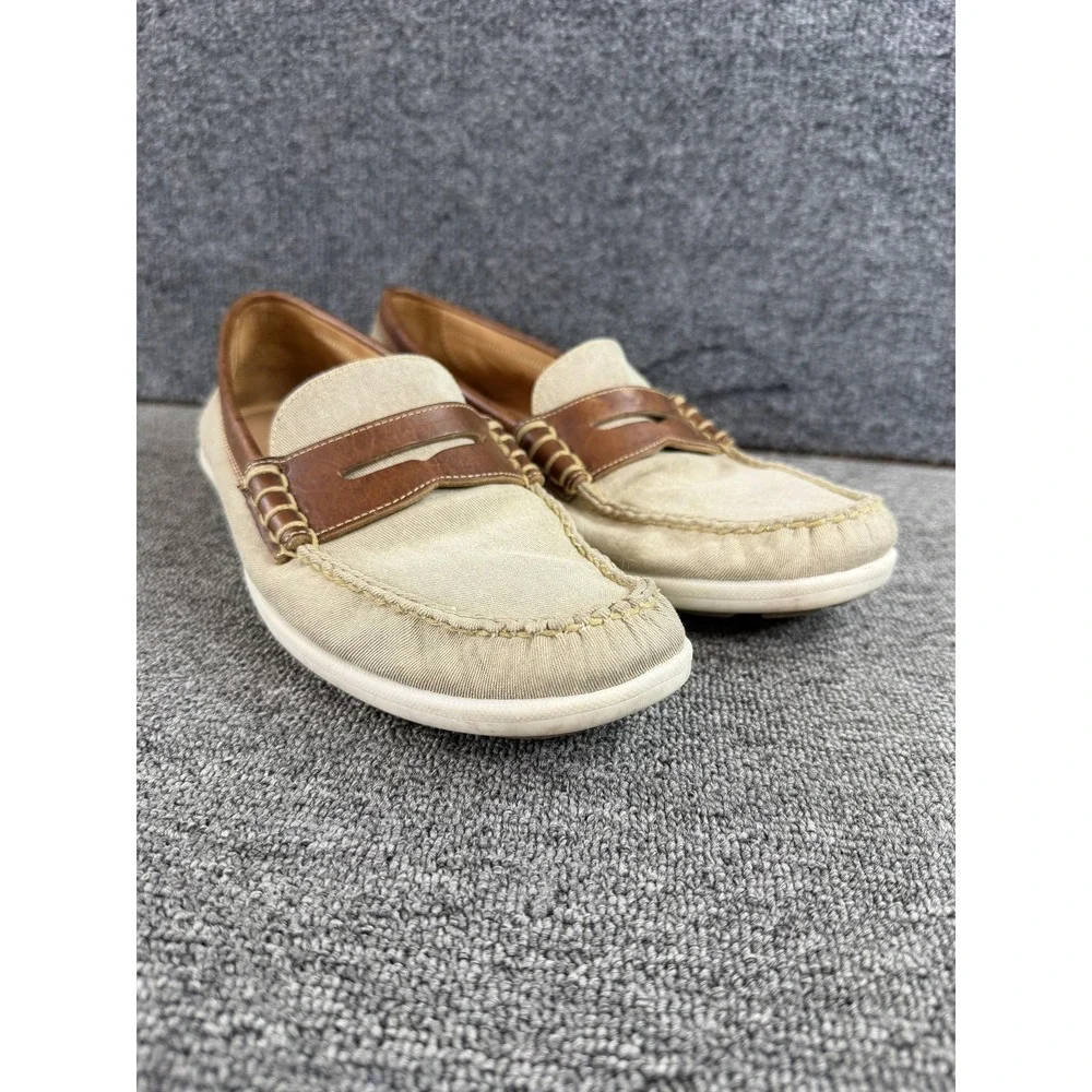 Alan Payne Canvas Loafers Shoes Mens 10.5 Beige Brown Cannes Made Brazil Casual
